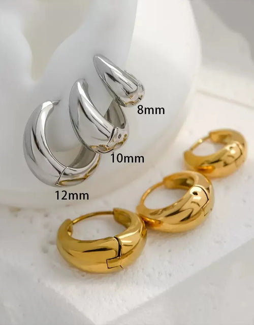 Load image into Gallery viewer, Stainless Steel 1 Pair Minimalist Huggie Hoop Earrings for Women Gold Color Tiny round Circle 6/10/12Mm Punk Unisex Rock Earring
