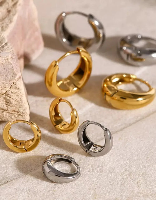 Load image into Gallery viewer, Stainless Steel 1 Pair Minimalist Huggie Hoop Earrings for Women Gold Color Tiny round Circle 6/10/12Mm Punk Unisex Rock Earring
