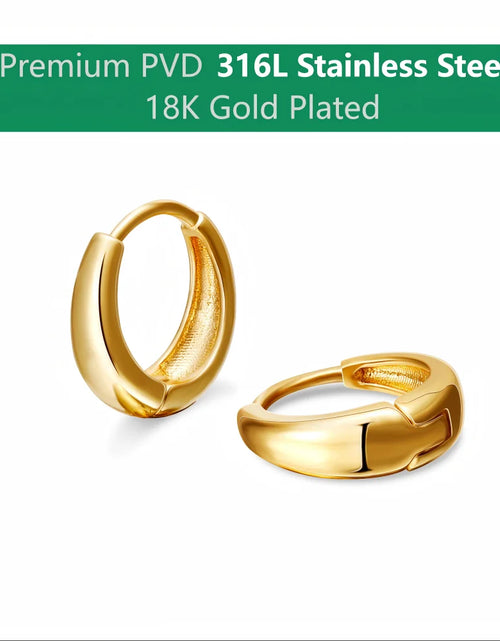 Load image into Gallery viewer, Stainless Steel 1 Pair Minimalist Huggie Hoop Earrings for Women Gold Color Tiny round Circle 6/10/12Mm Punk Unisex Rock Earring
