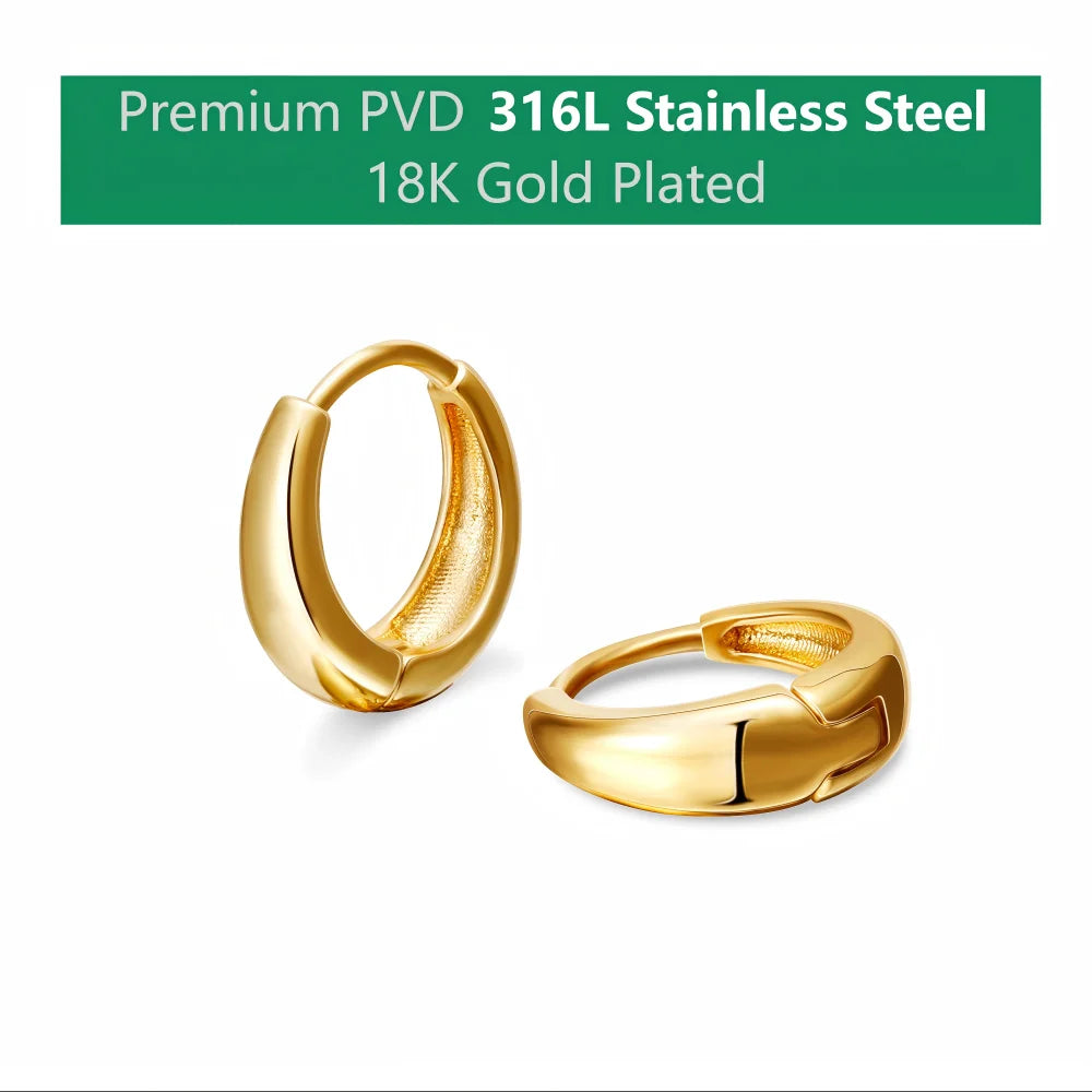Stainless Steel 1 Pair Minimalist Huggie Hoop Earrings for Women Gold Color Tiny round Circle 6/10/12Mm Punk Unisex Rock Earring