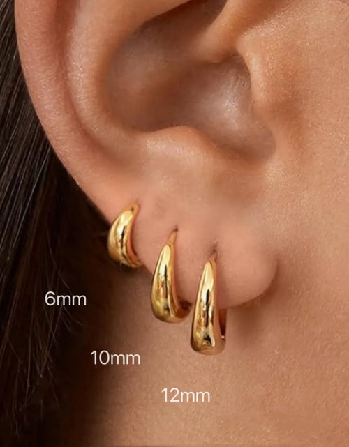 Load image into Gallery viewer, Stainless Steel 1 Pair Minimalist Huggie Hoop Earrings for Women Gold Color Tiny round Circle 6/10/12Mm Punk Unisex Rock Earring
