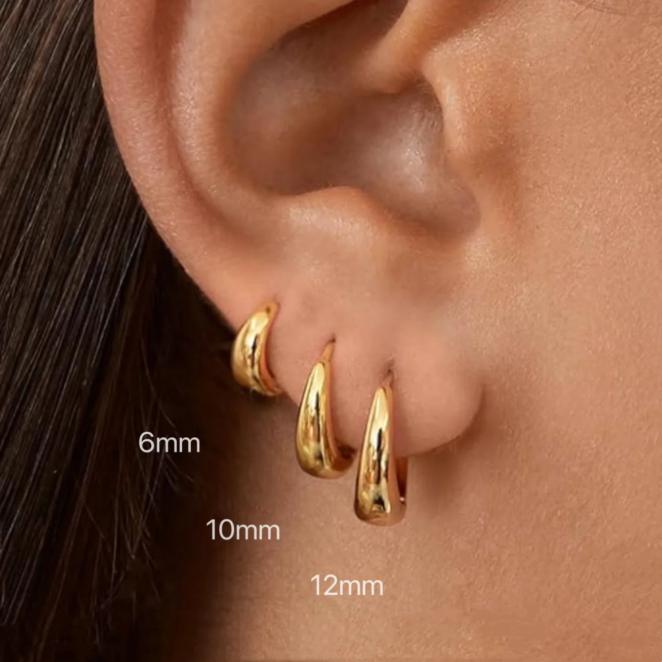 Stainless Steel 1 Pair Minimalist Huggie Hoop Earrings for Women Gold Color Tiny round Circle 6/10/12Mm Punk Unisex Rock Earring