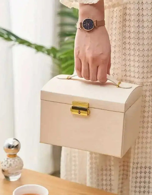 Load image into Gallery viewer, Three Drawer Handheld Jewellery Box Earring Ring Necklace Storage Box PU Leather Jewellery Display Box with Security Key Lock
