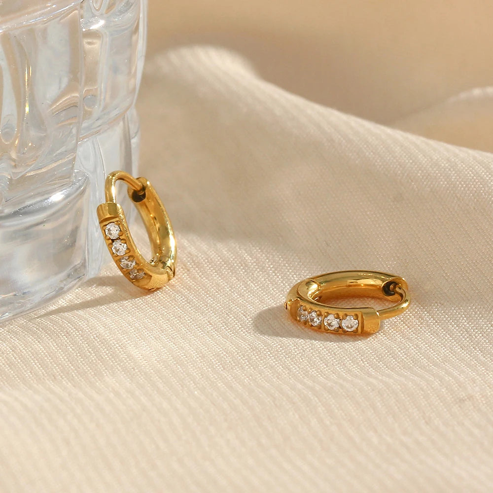 Waterproof Gold-Plated Round Earrings – Elegant Stainless Steel Hoops