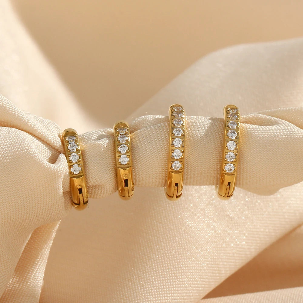 Waterproof Gold-Plated Round Earrings – Elegant Stainless Steel Hoops