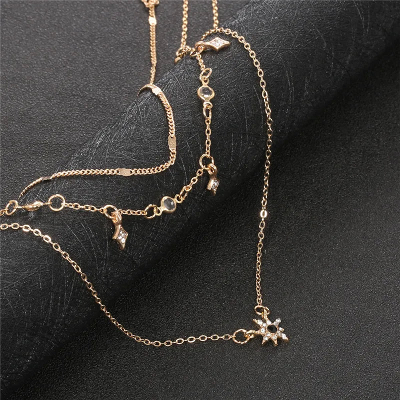 Trending  Multilayer Crystal Pendant Necklace 