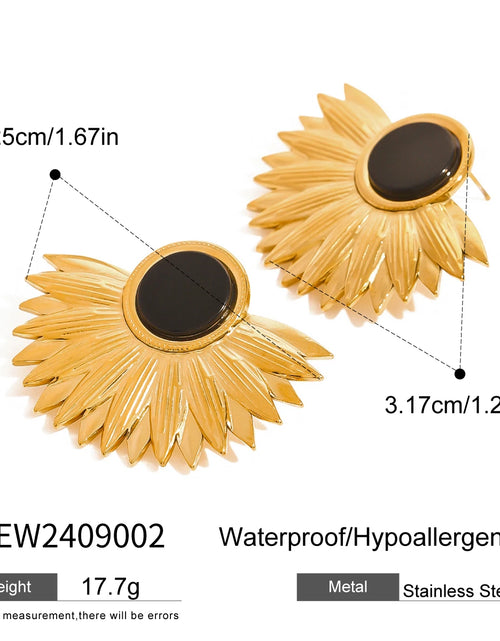 Load image into Gallery viewer, Black Stone Earrings – 18K Gold Plated Statement Jewelry
