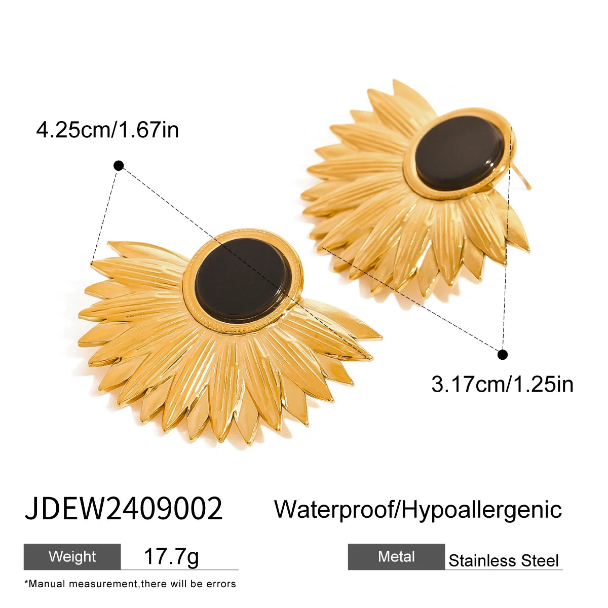 Black Stone Earrings – 18K Gold Plated Statement Jewelry