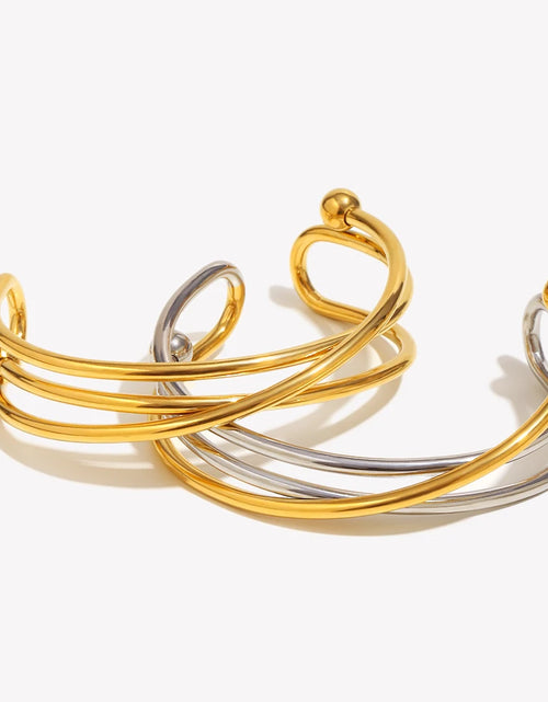 Load image into Gallery viewer, Gold Geometry Cuff – Sleek Lines, Mixed Color Vibes
