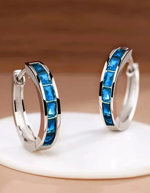 Load image into Gallery viewer, Classic Hoop Earrings for Women – Princess Square CZ
