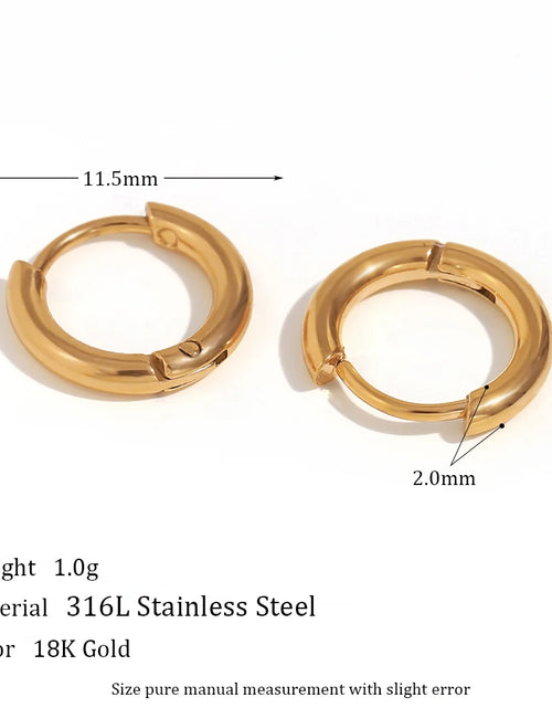 Load image into Gallery viewer, Waterproof Gold-Plated Round Earrings – Elegant Stainless Steel Hoops
