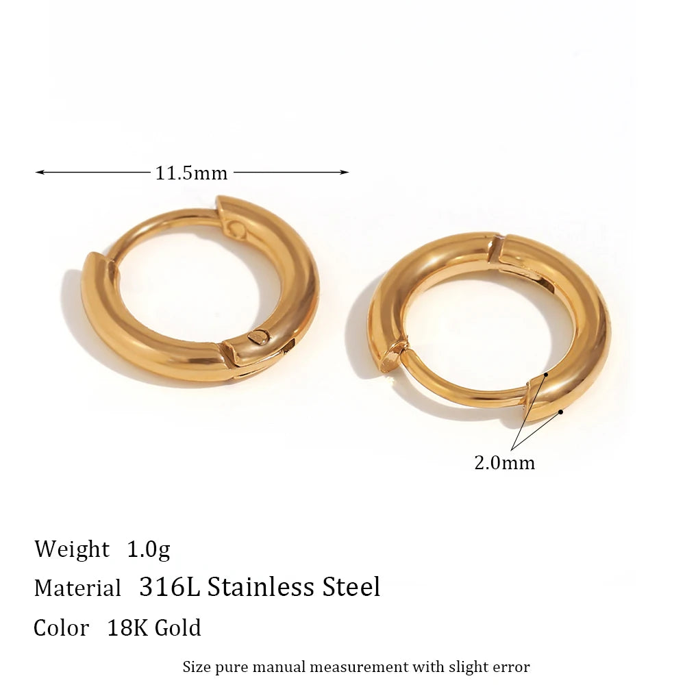 Waterproof Gold-Plated Round Earrings – Elegant Stainless Steel Hoops