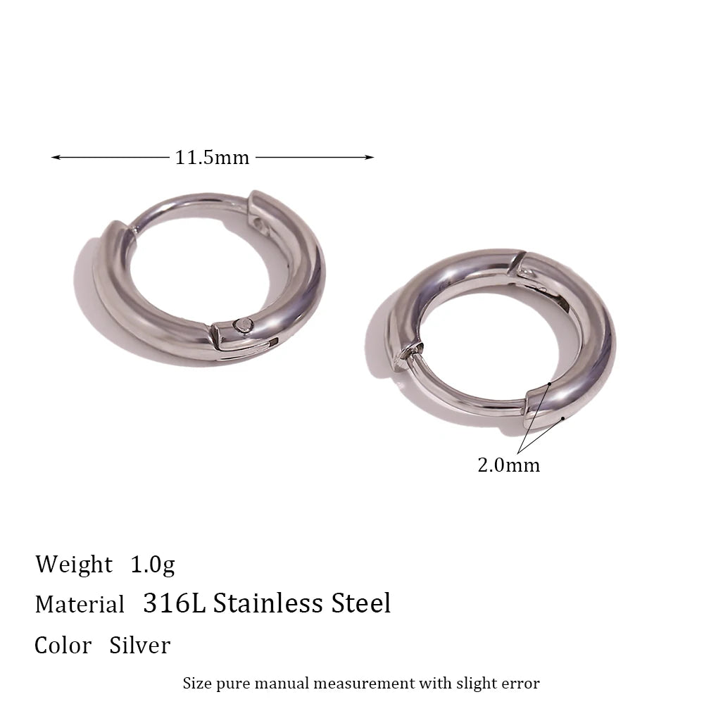 Waterproof Gold-Plated Round Earrings – Elegant Stainless Steel Hoops