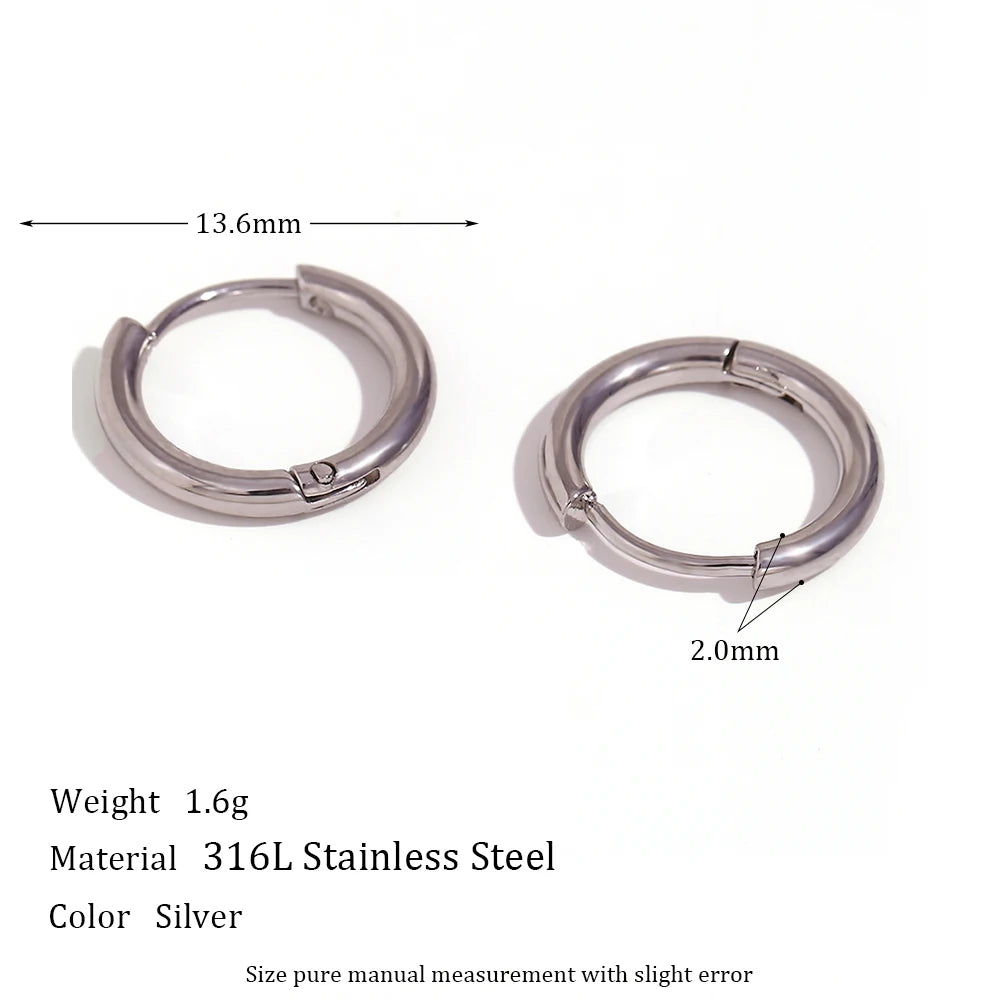 Waterproof Gold-Plated Round Earrings – Elegant Stainless Steel Hoops