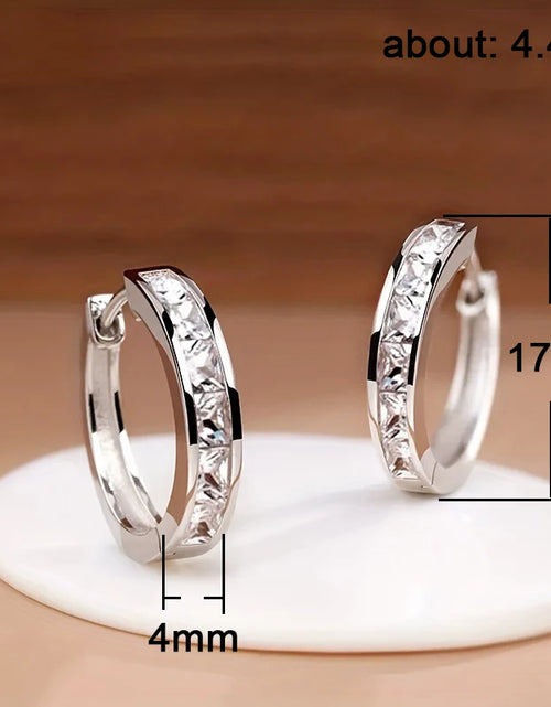 Load image into Gallery viewer, Classic Hoop Earrings for Women – Princess Square CZ
