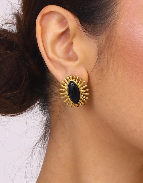 Load image into Gallery viewer, Black Stone Earrings – 18K Gold Plated Statement Jewelry
