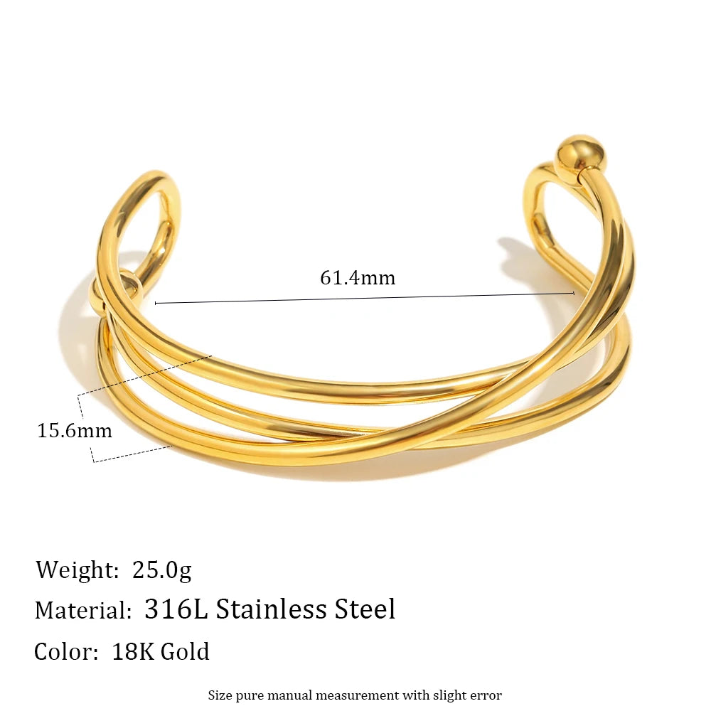 Gold Geometry Cuff – Sleek Lines, Mixed Color Vibes