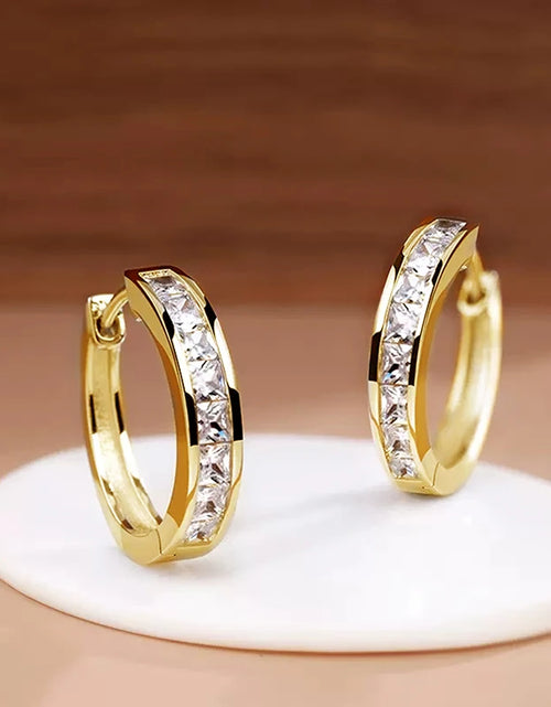 Load image into Gallery viewer, Classic Hoop Earrings for Women – Princess Square CZ
