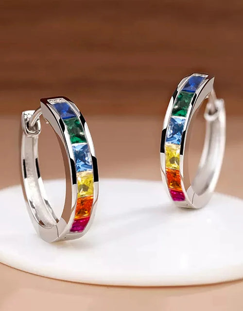 Load image into Gallery viewer, Classic Hoop Earrings for Women – Princess Square CZ
