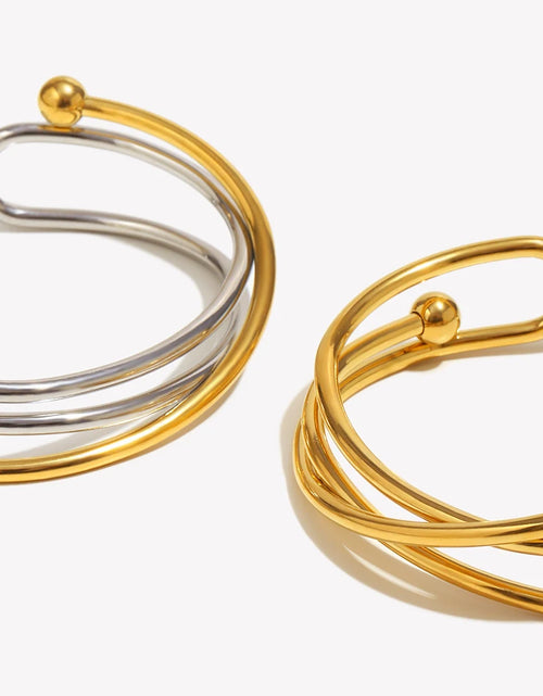 Load image into Gallery viewer, Gold Geometry Cuff – Sleek Lines, Mixed Color Vibes
