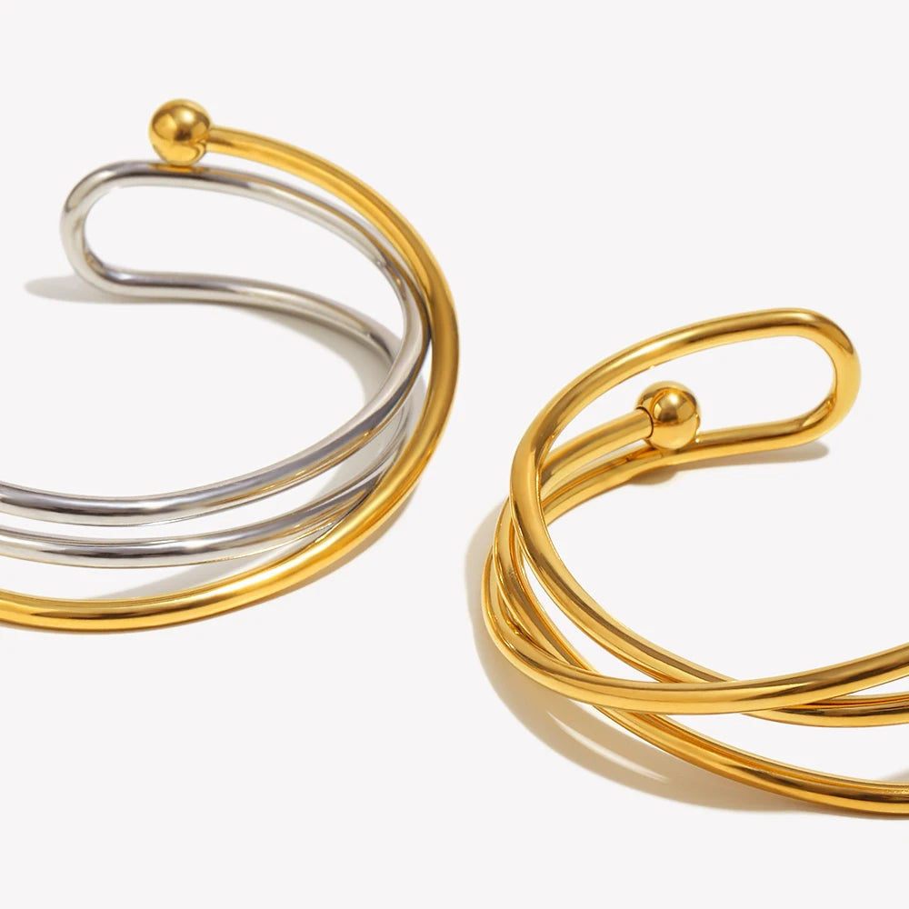 Gold Geometry Cuff – Sleek Lines, Mixed Color Vibes