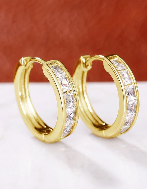 Load image into Gallery viewer, Classic Hoop Earrings for Women – Princess Square CZ
