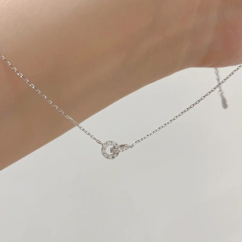 Stylish Double Circle Pendant Necklace
