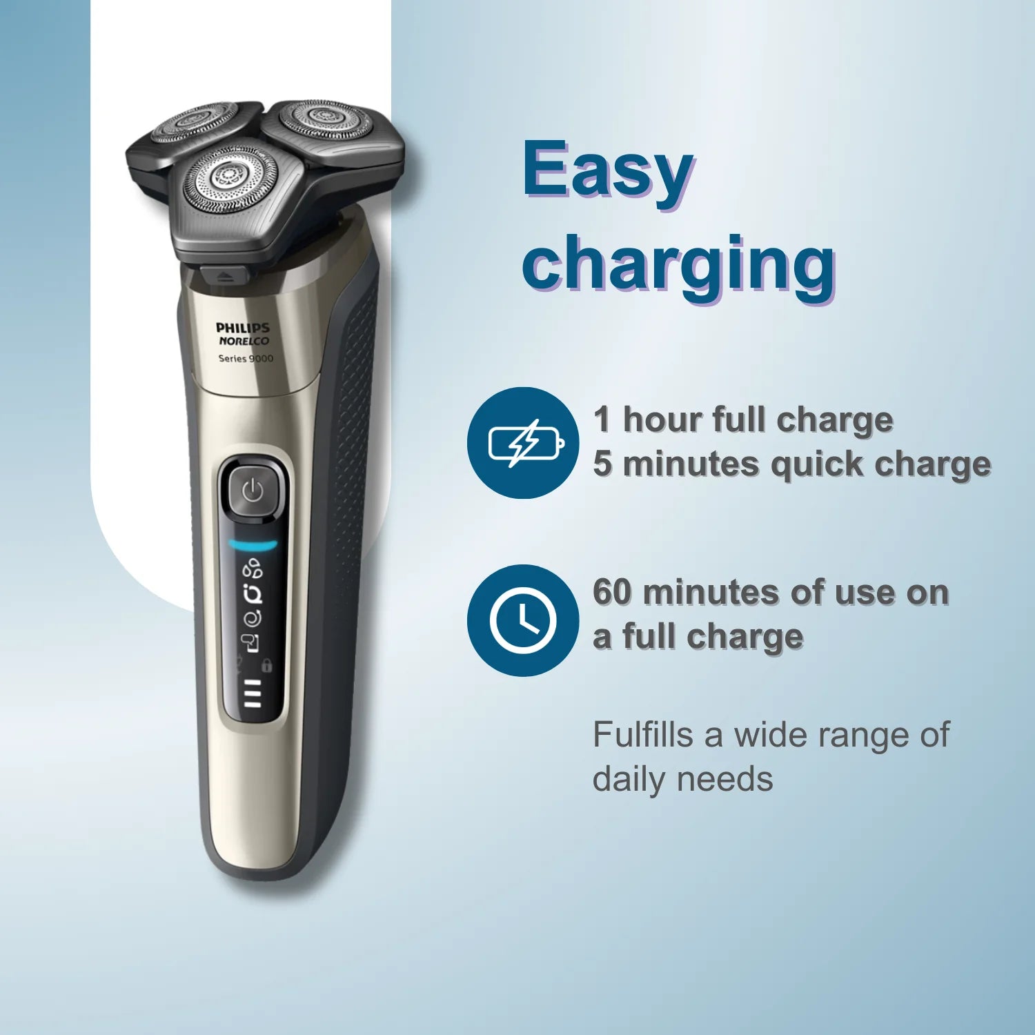 Norelco Shaver 9000 S9502 Series, Dual Steel Precision Blades, Motion Control Sensor Comfortglide Rings, 360° Contour He