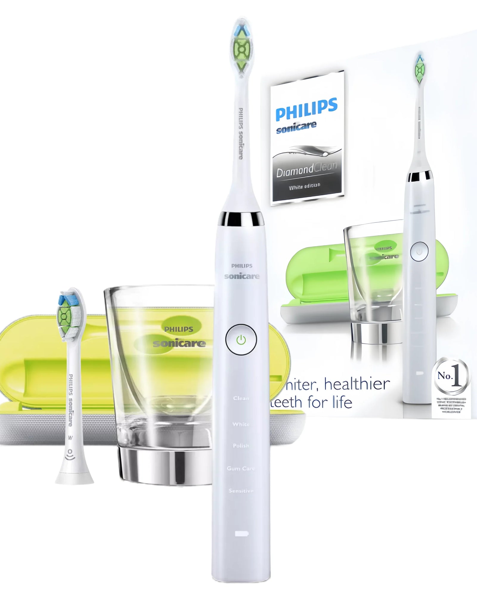 Sonicare Diamond Clean HX9362 Electric Toothbrush Handle,Equipped with a Travel Charging Case and Two Brush Heads