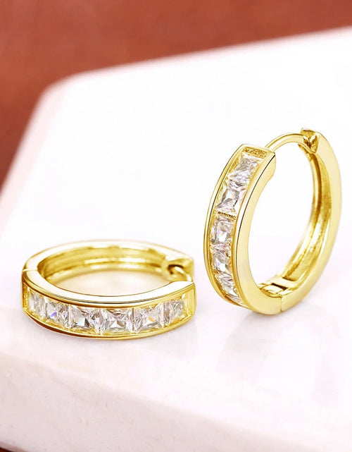 Load image into Gallery viewer, Classic Hoop Earrings for Women – Princess Square CZ
