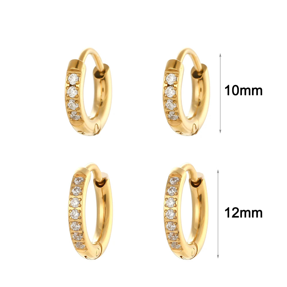 Waterproof Gold-Plated Round Earrings – Elegant Stainless Steel Hoops