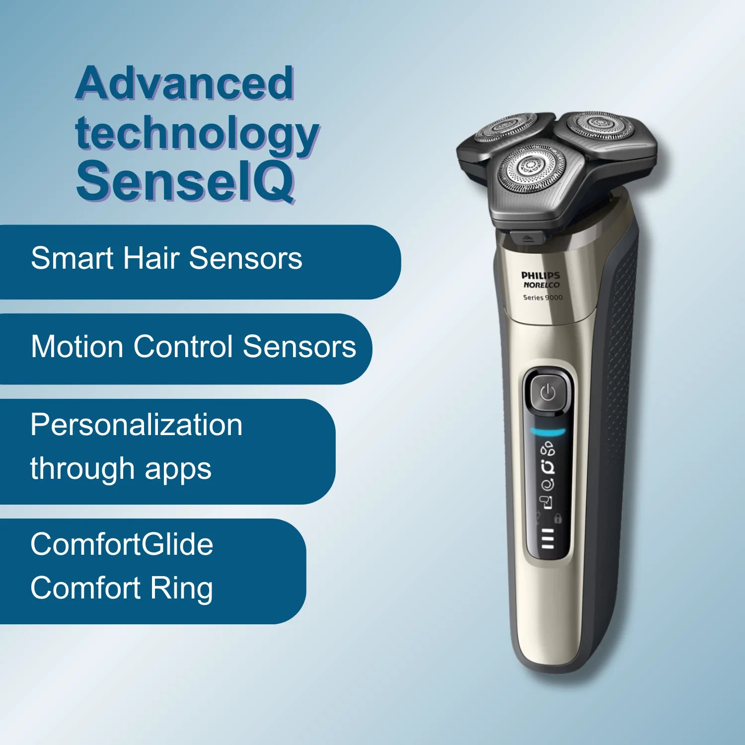 Norelco Shaver 9000 S9502 Series, Dual Steel Precision Blades, Motion Control Sensor Comfortglide Rings, 360° Contour He