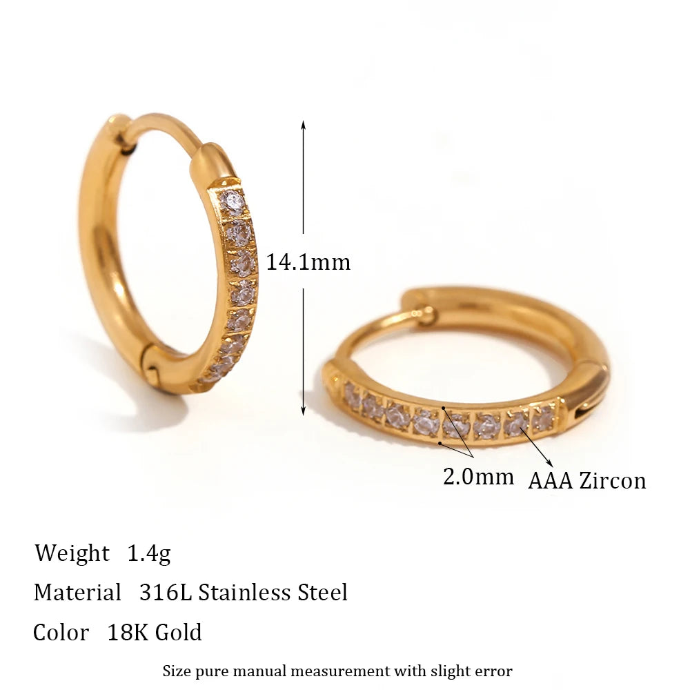 Waterproof Gold-Plated Round Earrings – Elegant Stainless Steel Hoops