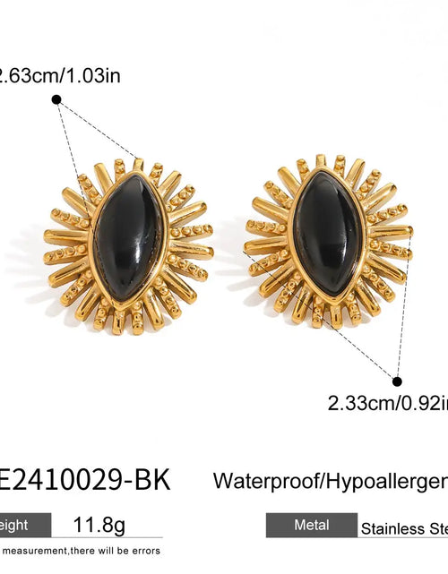 Load image into Gallery viewer, Black Stone Earrings – 18K Gold Plated Statement Jewelry
