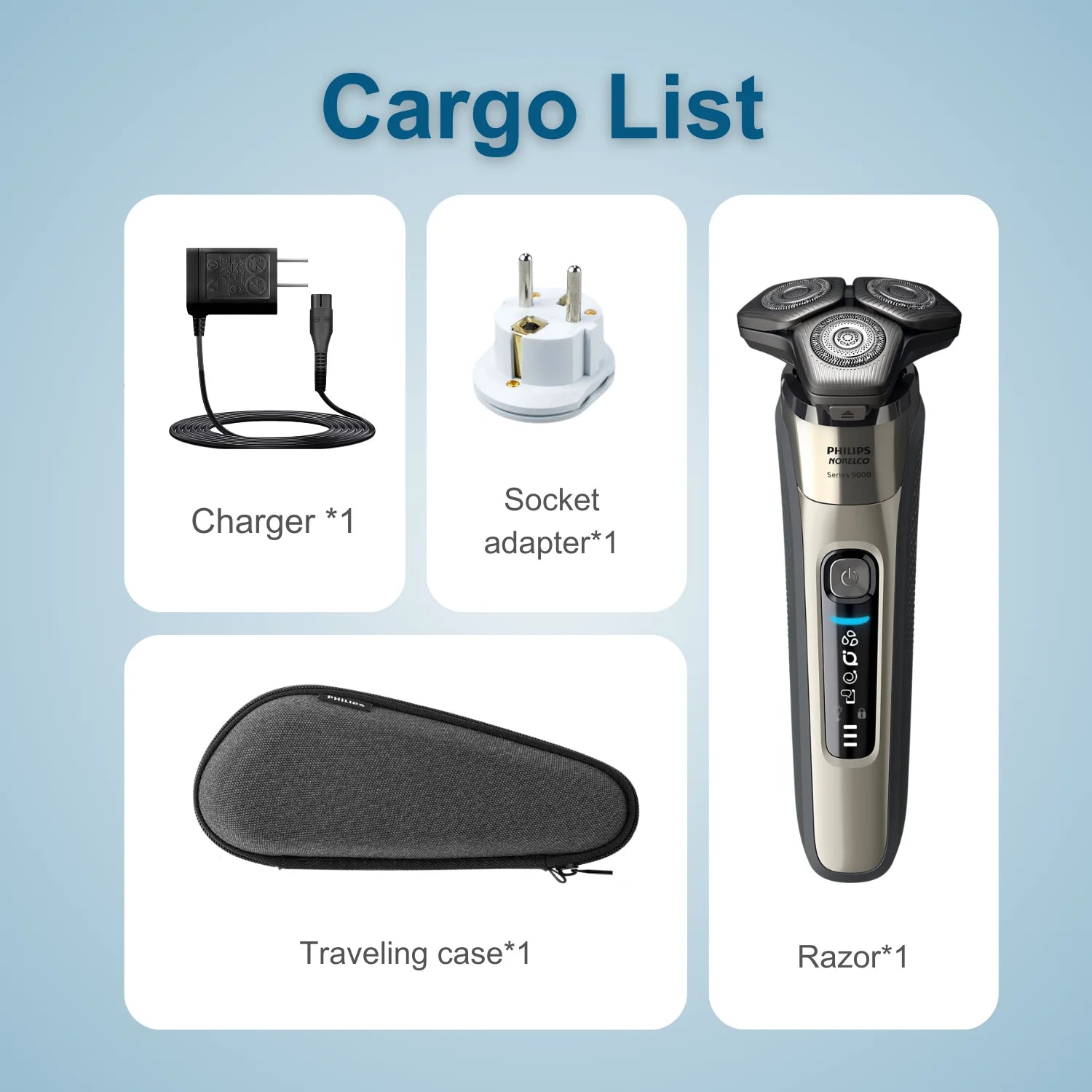 Norelco Shaver 9000 S9502 Series, Dual Steel Precision Blades, Motion Control Sensor Comfortglide Rings, 360° Contour He