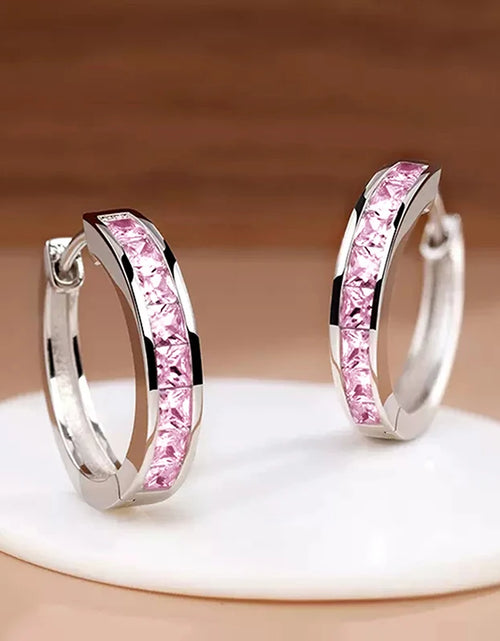 Load image into Gallery viewer, Classic Hoop Earrings for Women – Princess Square CZ
