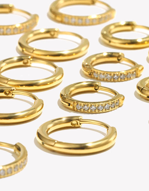 Load image into Gallery viewer, Waterproof Gold-Plated Round Earrings – Elegant Stainless Steel Hoops
