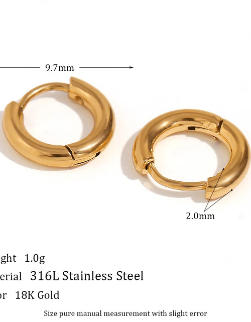 Load image into Gallery viewer, Waterproof Gold-Plated Round Earrings – Elegant Stainless Steel Hoops
