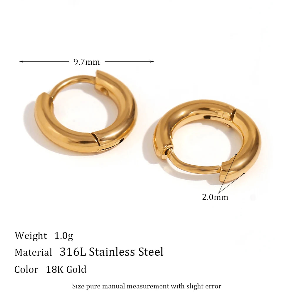 Waterproof Gold-Plated Round Earrings – Elegant Stainless Steel Hoops