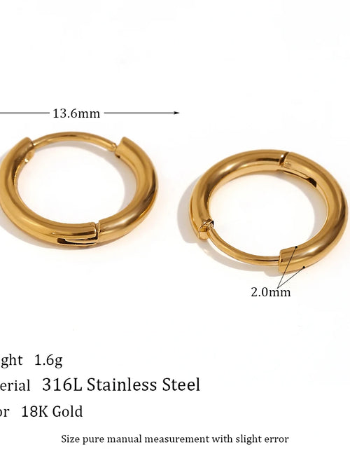 Load image into Gallery viewer, Waterproof Gold-Plated Round Earrings – Elegant Stainless Steel Hoops
