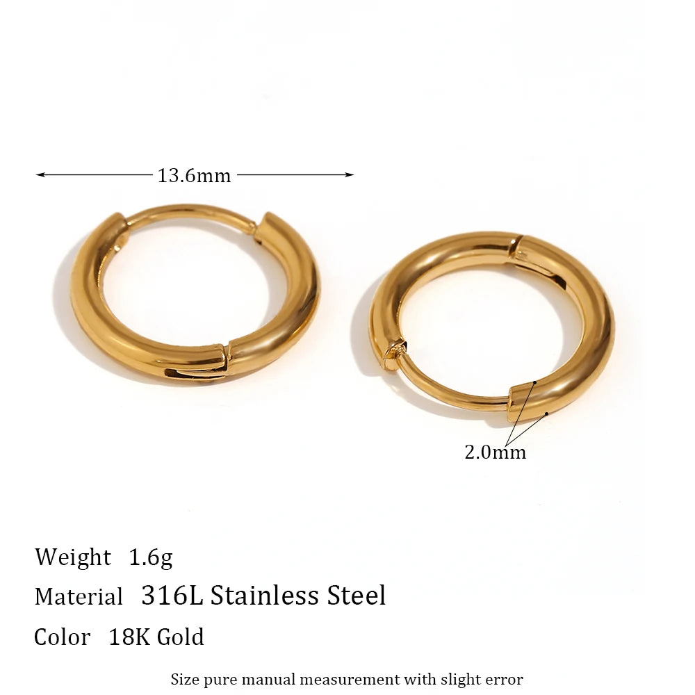 Waterproof Gold-Plated Round Earrings – Elegant Stainless Steel Hoops