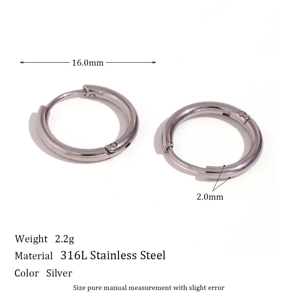 Waterproof Gold-Plated Round Earrings – Elegant Stainless Steel Hoops