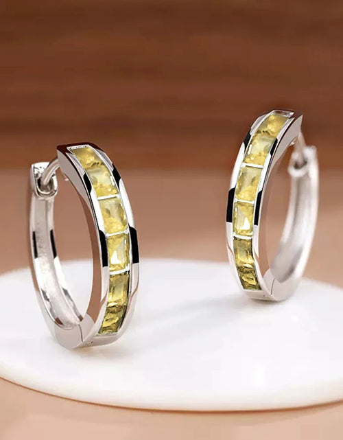 Load image into Gallery viewer, Classic Hoop Earrings for Women – Princess Square CZ
