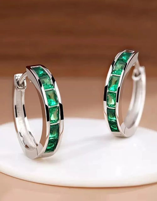 Load image into Gallery viewer, Classic Hoop Earrings for Women – Princess Square CZ
