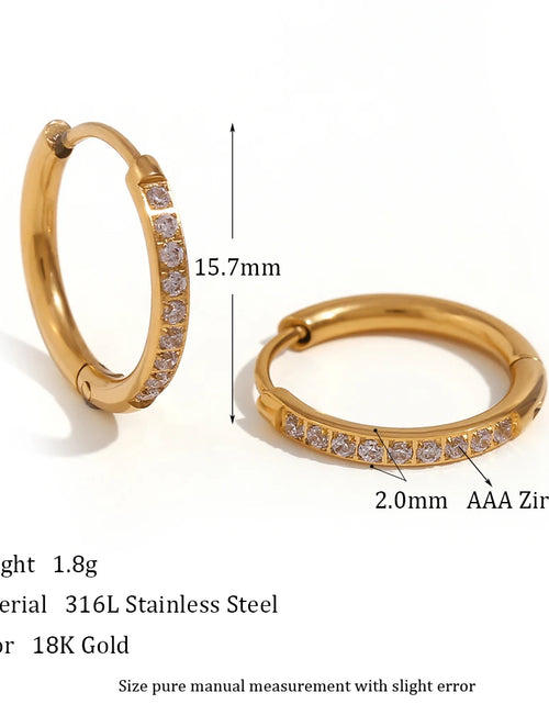 Load image into Gallery viewer, Waterproof Gold-Plated Round Earrings – Elegant Stainless Steel Hoops
