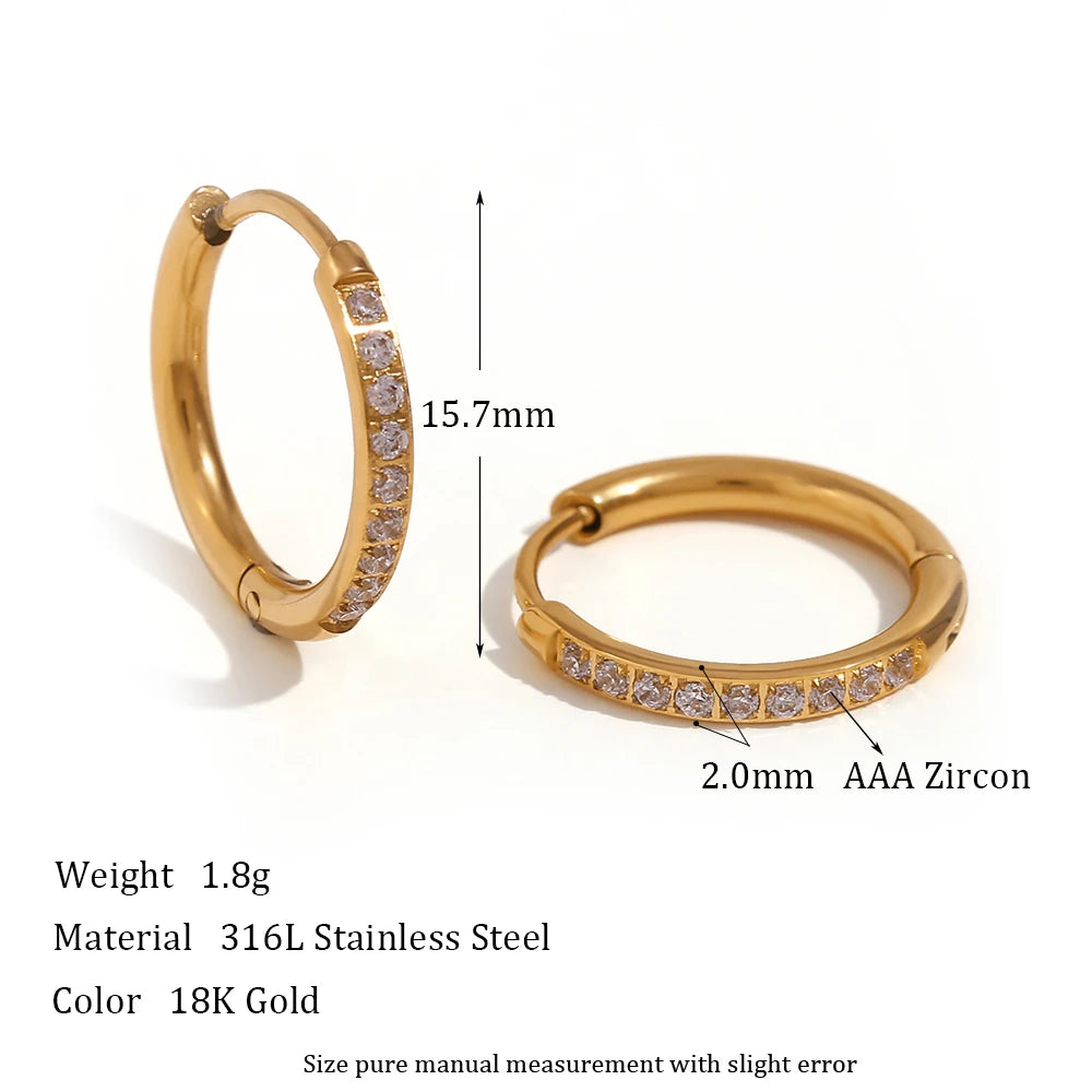 Waterproof Gold-Plated Round Earrings – Elegant Stainless Steel Hoops