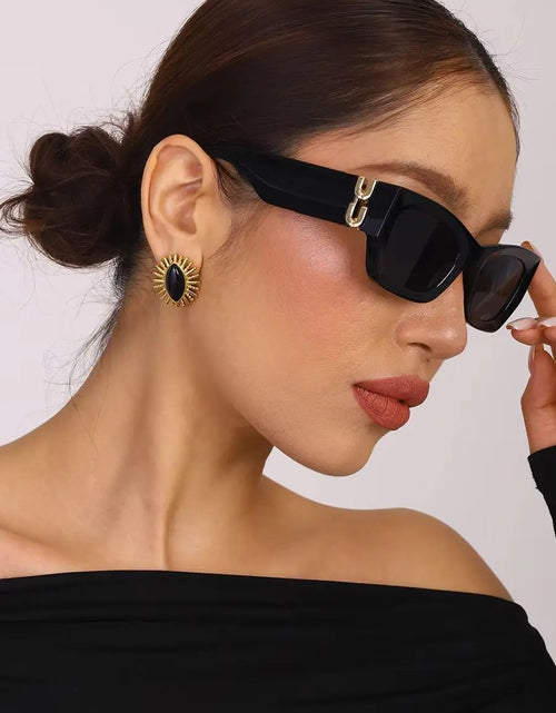 Load image into Gallery viewer, Black Stone Earrings – 18K Gold Plated Statement Jewelry
