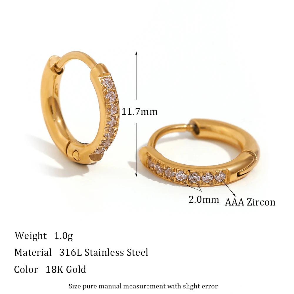 Waterproof Gold-Plated Round Earrings – Elegant Stainless Steel Hoops