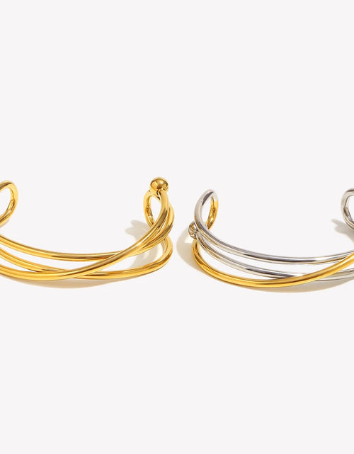 Load image into Gallery viewer, Gold Geometry Cuff – Sleek Lines, Mixed Color Vibes
