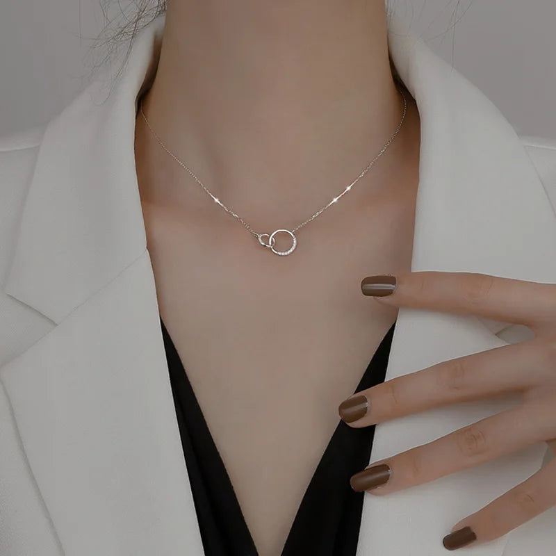 Stylish Double Circle Pendant Necklace